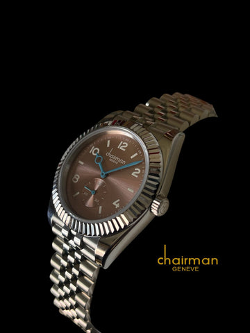 Chairman Geneve Silver Chain Brown Dial Gents Watch