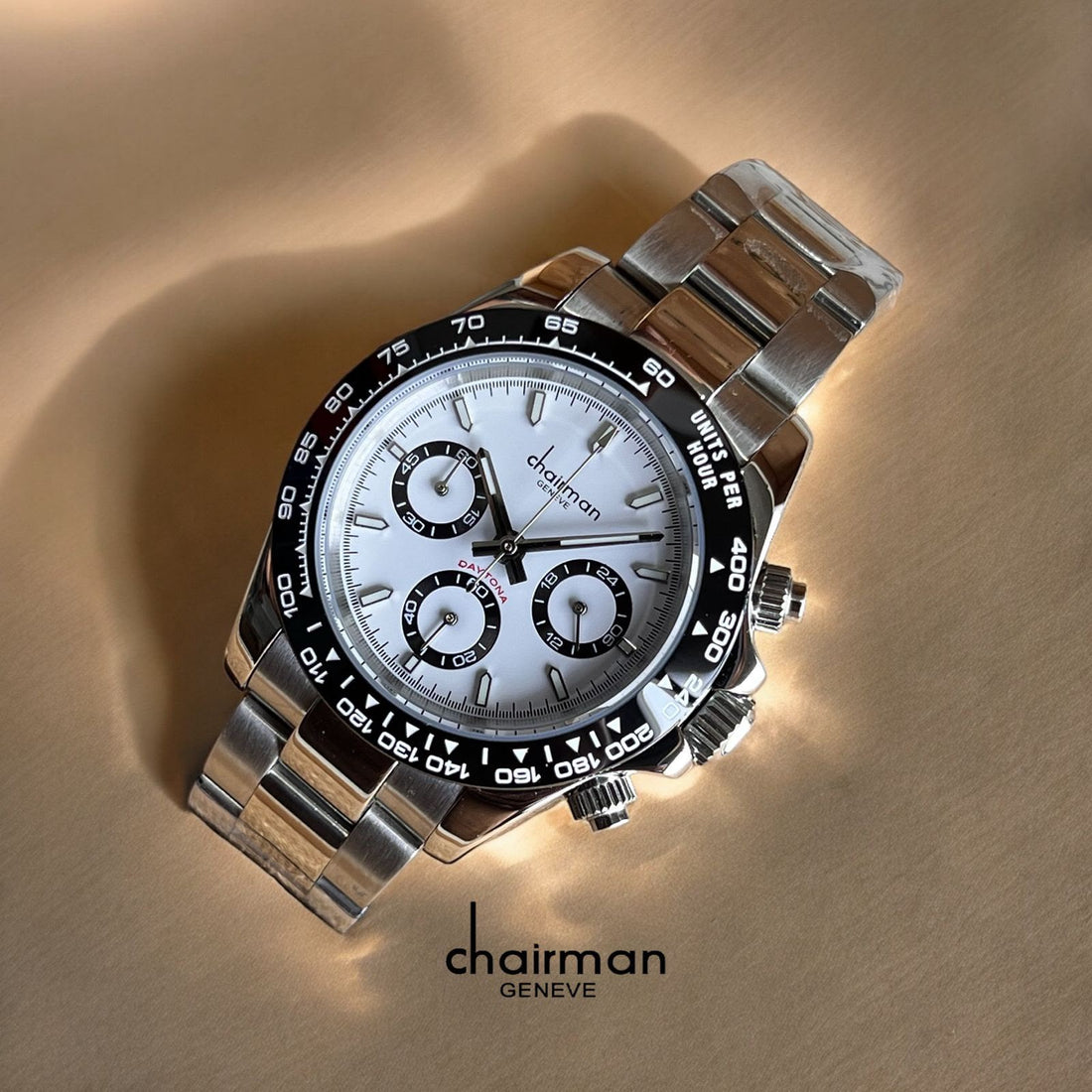 Chairman Geneve Silver Chain White Dial Gents Watch