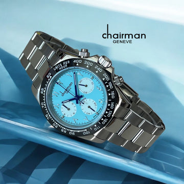 Chairman Geneve Sky Blue Dial Silver Chain Gents Watch
