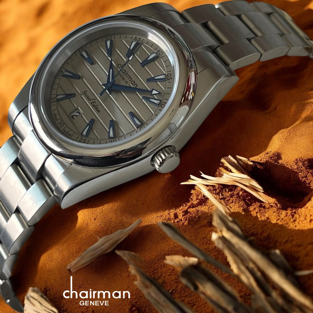 Chairman Geneve Special Edition Dated Baby Grey Dial Silver Chain Gents Watch