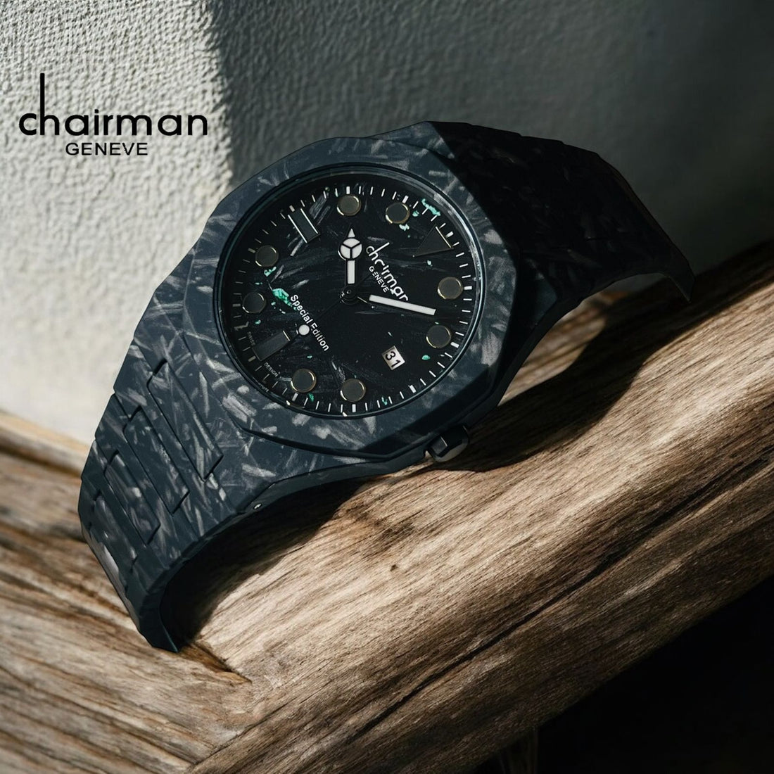 Chairman Geneve Special Edition Dated Black Poly Carbon Gents Watch