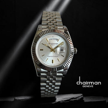 Chairman Geneve Special Edition Dated Grey Dial Silver Chain Gents Watch
