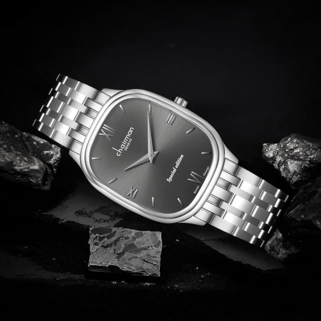 Chairman Geneve Special Edition Roman Grey Dial Silver Chain Gents Watch
