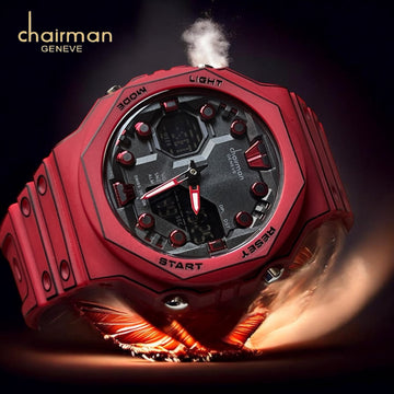 Chairman Geneve Sports Black Dial Maroon Gents Watch