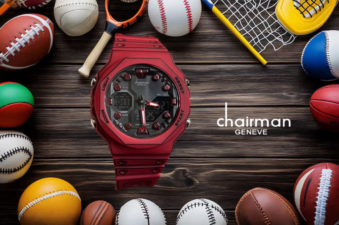 Chairman Geneve Sports Black Dial Maroon Gents Watch