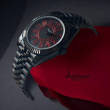 Chairman Geneve Swiss Design Black And Maroon Dial Black Gents Watch