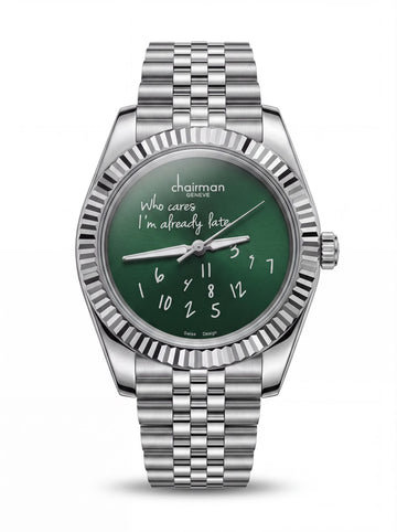Chairman Geneve Swiss Design Green Dial Silver Chain Gents Watch