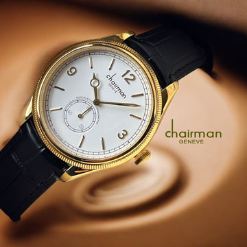 Chairman Geneve Swiss Design White Dial Black Strap Gents Watch