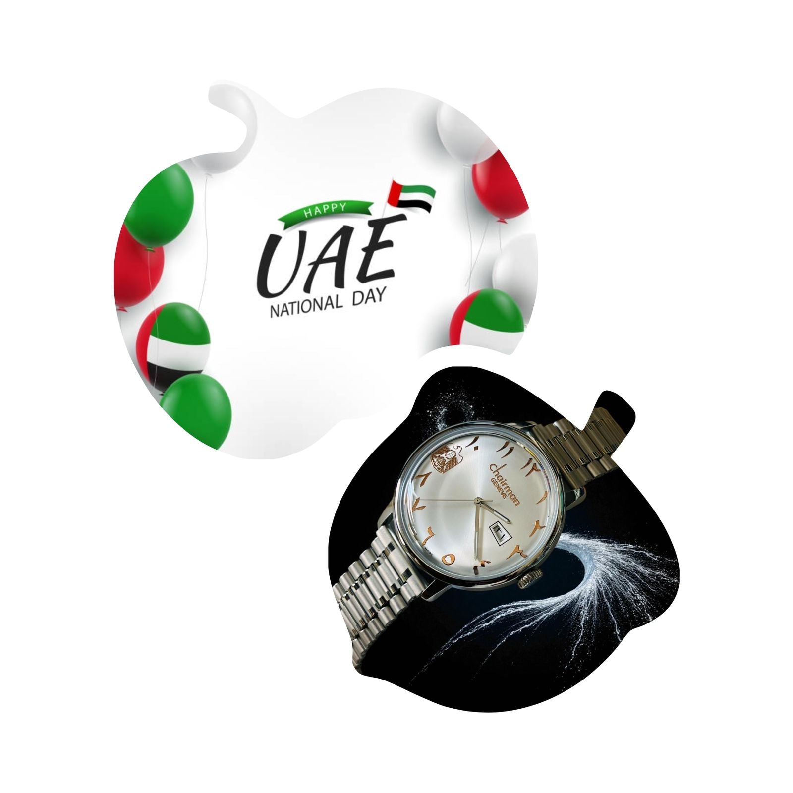 Chairman Geneve UAE Emblem Dated Baby Grey Dial Silver Chain Gents Watch