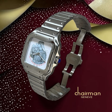 Chairman Geneve UAE Emblem Sheikh White Dial Silver Chain Gents Watch