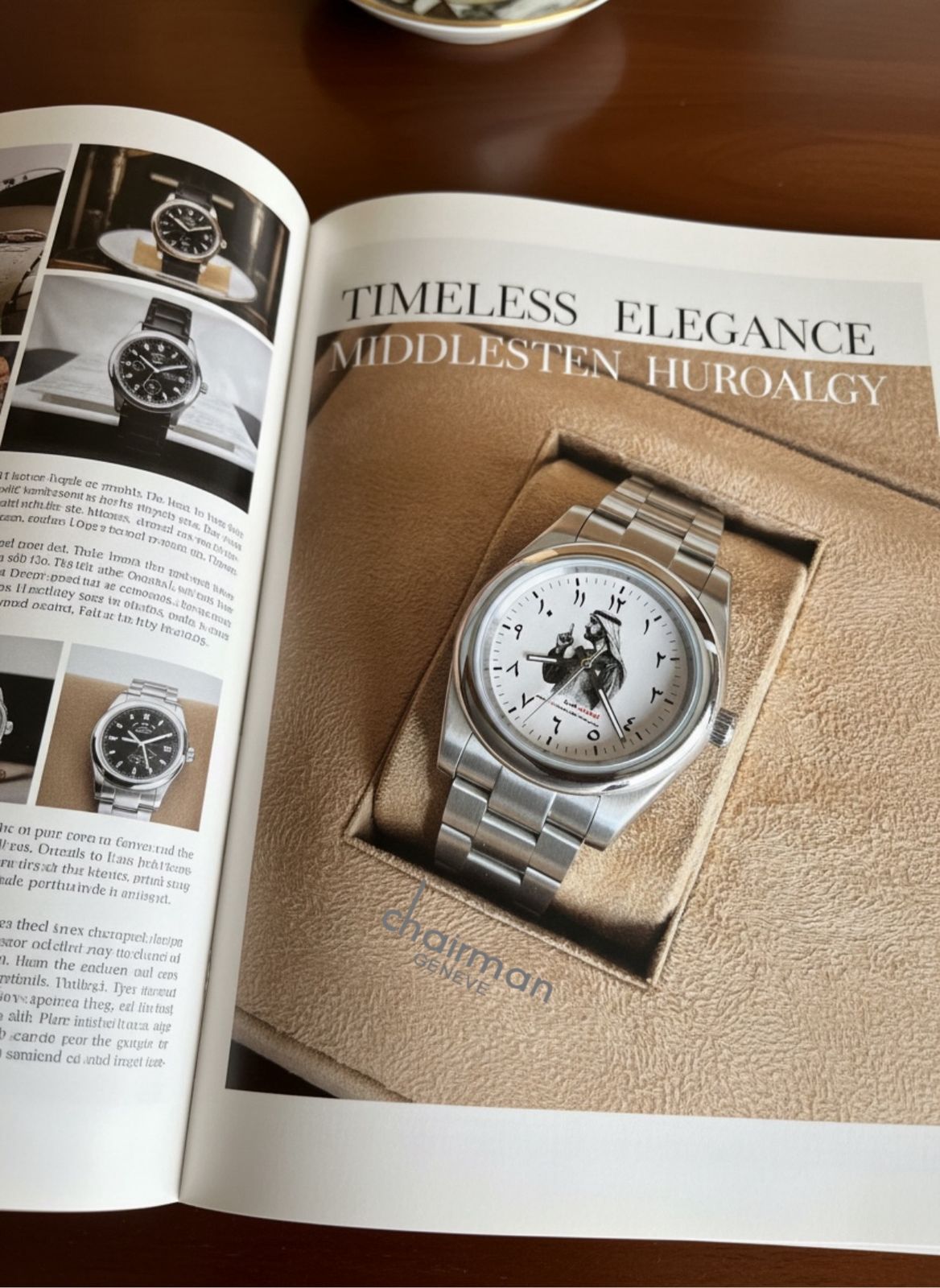 Chairman Geneve UAE Sheikh White Arabic Dial Silver Chain Gents Watch ...