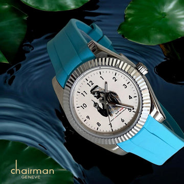Chairman Geneve UAE Sheikh White Dial Baby Blue Strap Gents Watch