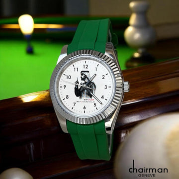 Chairman Geneve UAE Sheikh White Dial Green Strap Gents Watch