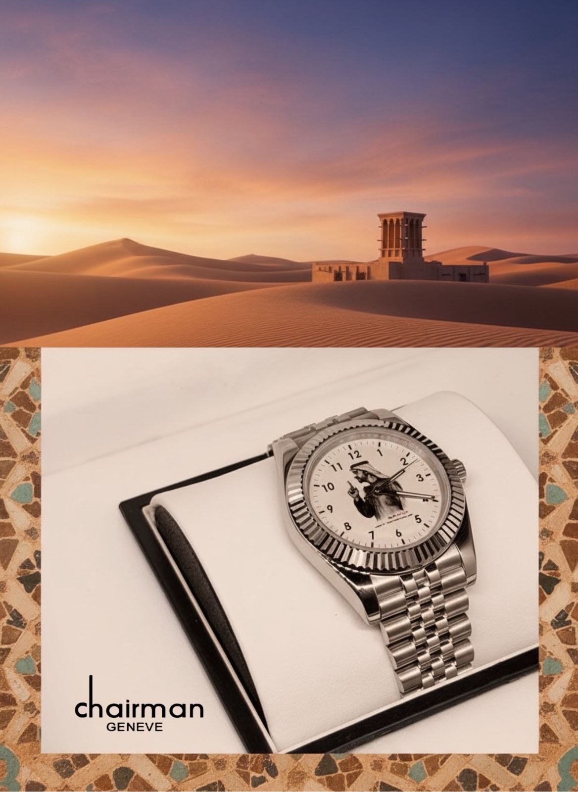 Chairman Geneve UAE Sheikh White Dial Silver Chain Gents Watch – DealDXB