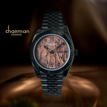 Chairman Geneve Vintage Brown Arabic Dial Black Chain Gents Watch