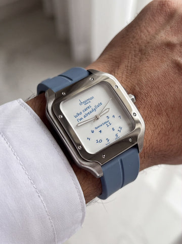 Chairman Geneve White Dial Blue Strap Gents Watch