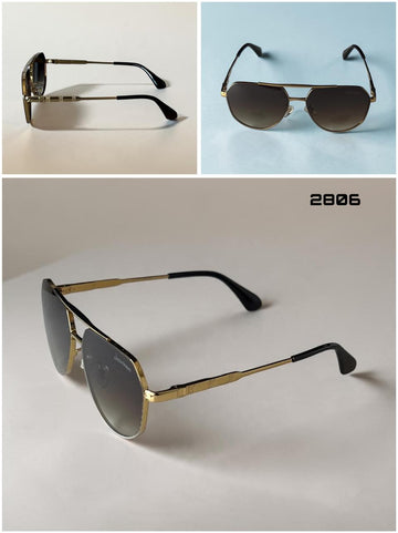 Chairman Golden Frame Brown Unisex Sunglass