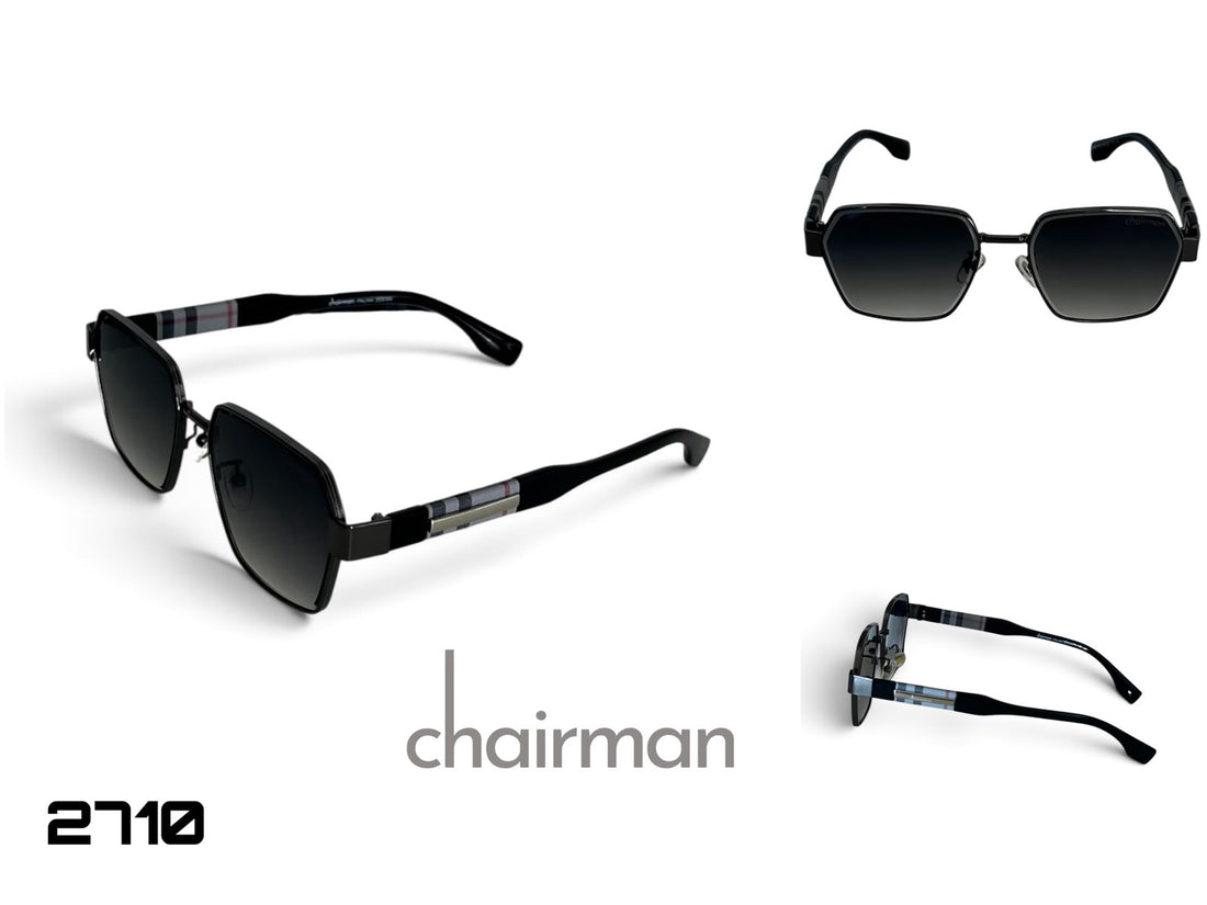 Chairman Luxury Black And Silver Unisex Sunglass