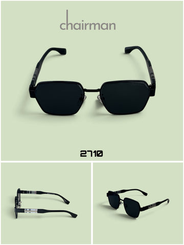 Chairman Luxury Black And Silver Unisex Sunglass