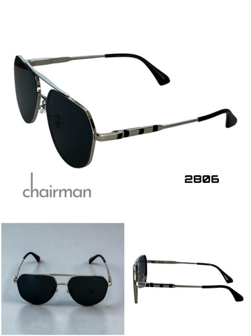 Chairman Silver And Black Unisex Luxury Sunglass