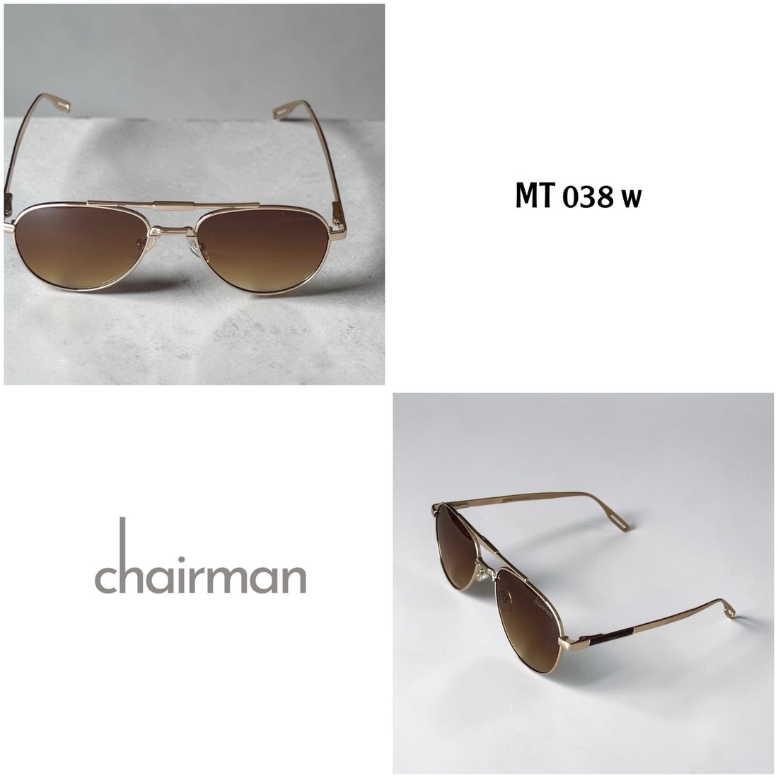 Chairman MT038W Golden Frame Brown Luxury Sunglass