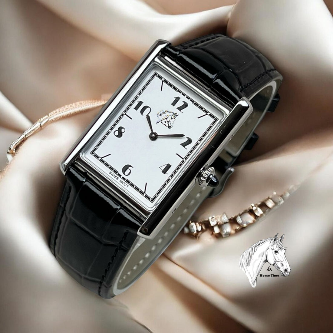 Horse Time Luxury Trends White Dial Black Strap Gents Watch