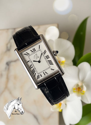 Horse Time Roman White Dial Black Strap Gents Watch
