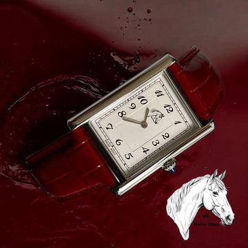 Horse Time Swiss MOVT White Dial Maroon Strap Gents Watch