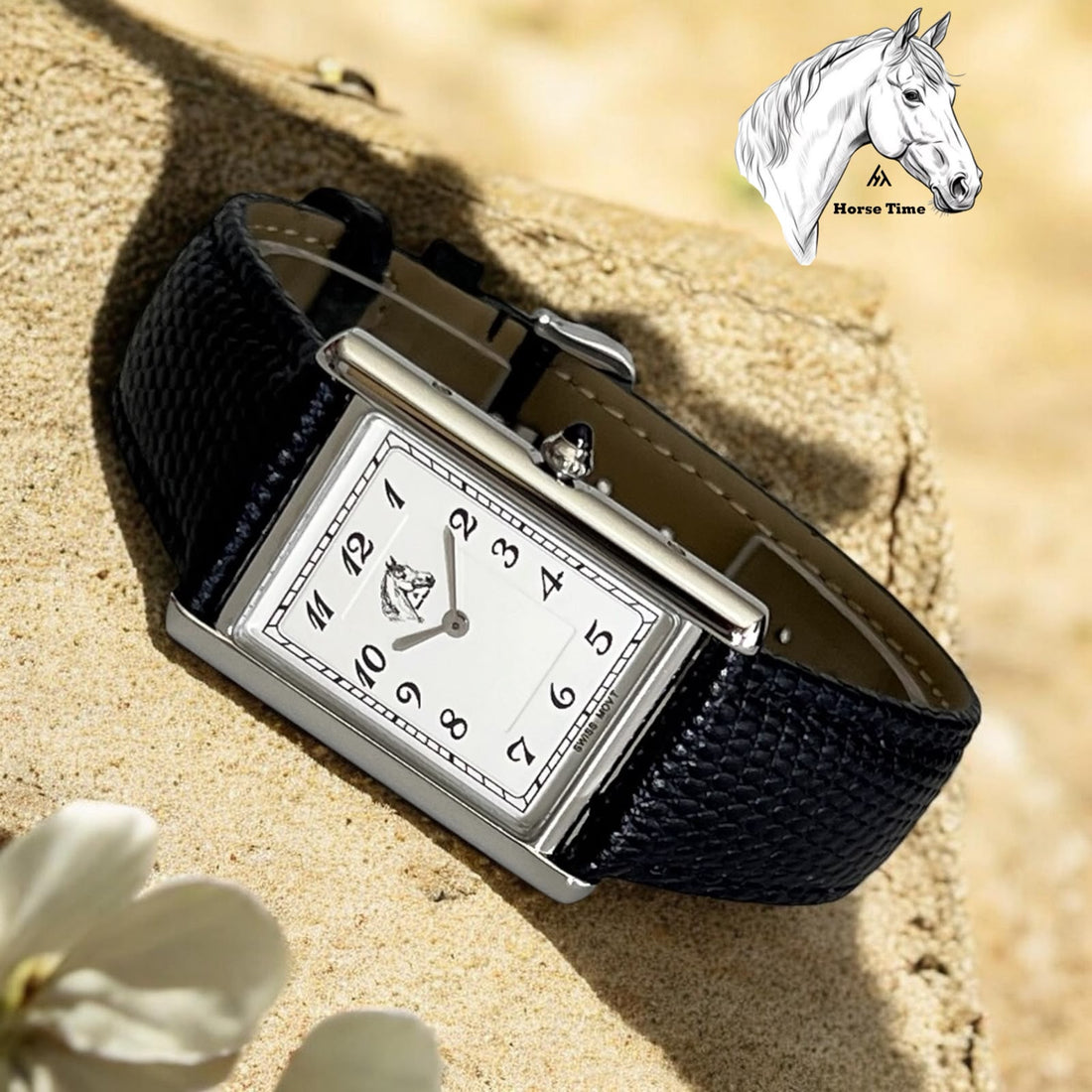 Horse Time White Dial Black Strap Gents Watch