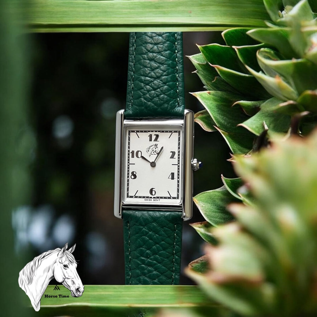 Horse Time White Dial Green Strap Gents Watch
