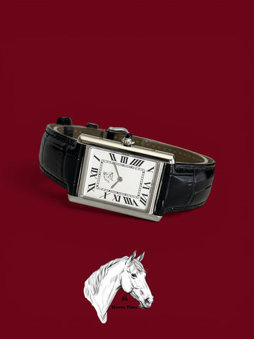 Horse Time White Roman Dial Black Strap Gents Watch