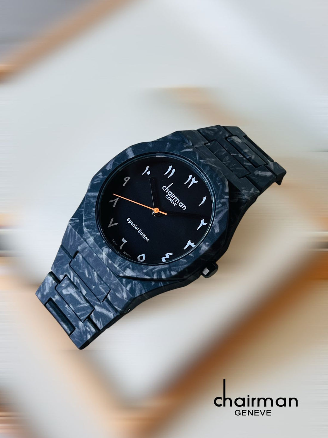 Special Edition Chairman Geneve Arabic Black Dial Black Poly Carbon Gents Watch