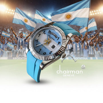 Special Edition Chairman Geneve Arabic Dated Blue And White Dial Blue Strap Gents Watch