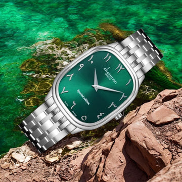 Special Edition Chairman Geneve Arabic Green Dial Silver Chain Gents Watch