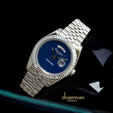 Special Edition Chairman Geneve Dated Blue Dial Silver Chain Gents Watch