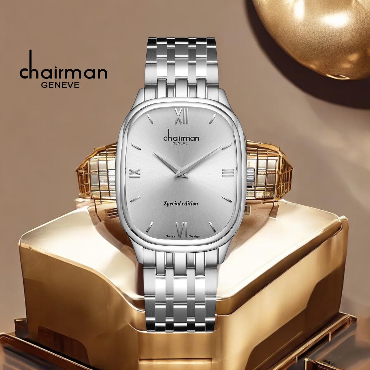 Special Edition Chairman Geneve Roman Baby Grey Dial Silver Chain Gents Watch