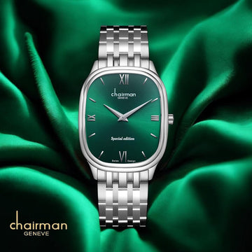 Special Edition Chairman Geneve Roman Green Dial Silver Chain Gents Watch