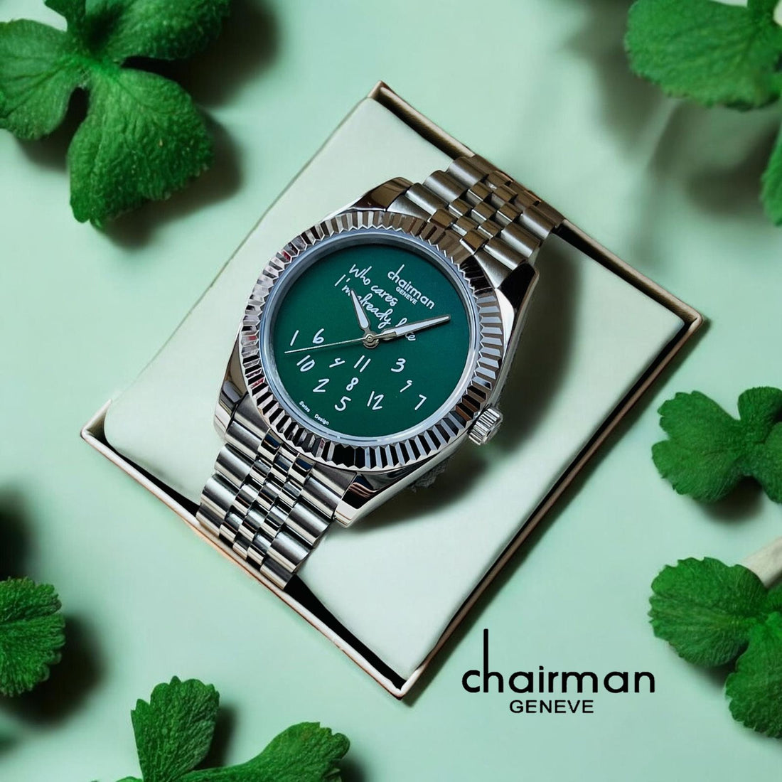 Swiss Design Chairman Geneve Green Dial Silver Chain Gents Watch