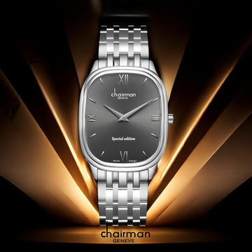 Swiss Design Chairman Geneve Roman Grey Dial Silver Chain Gents Watch
