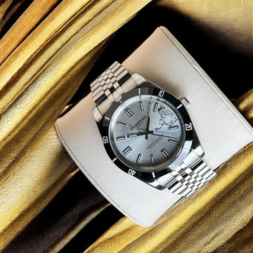 Swiss Design Chairman Geneve Sheik Photo Grey Dial Silver Chain Gents Watch