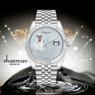 Swiss Design Chairman Geneve UAE Sheikh Baby Grey Dated Dial Silver Chain Gents Watch