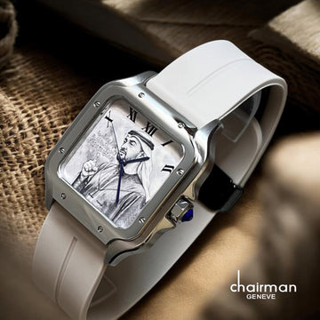 Swiss Design Chairman Geneve UAE Sheikh Roman White Dial Grey Strap Gents Watch