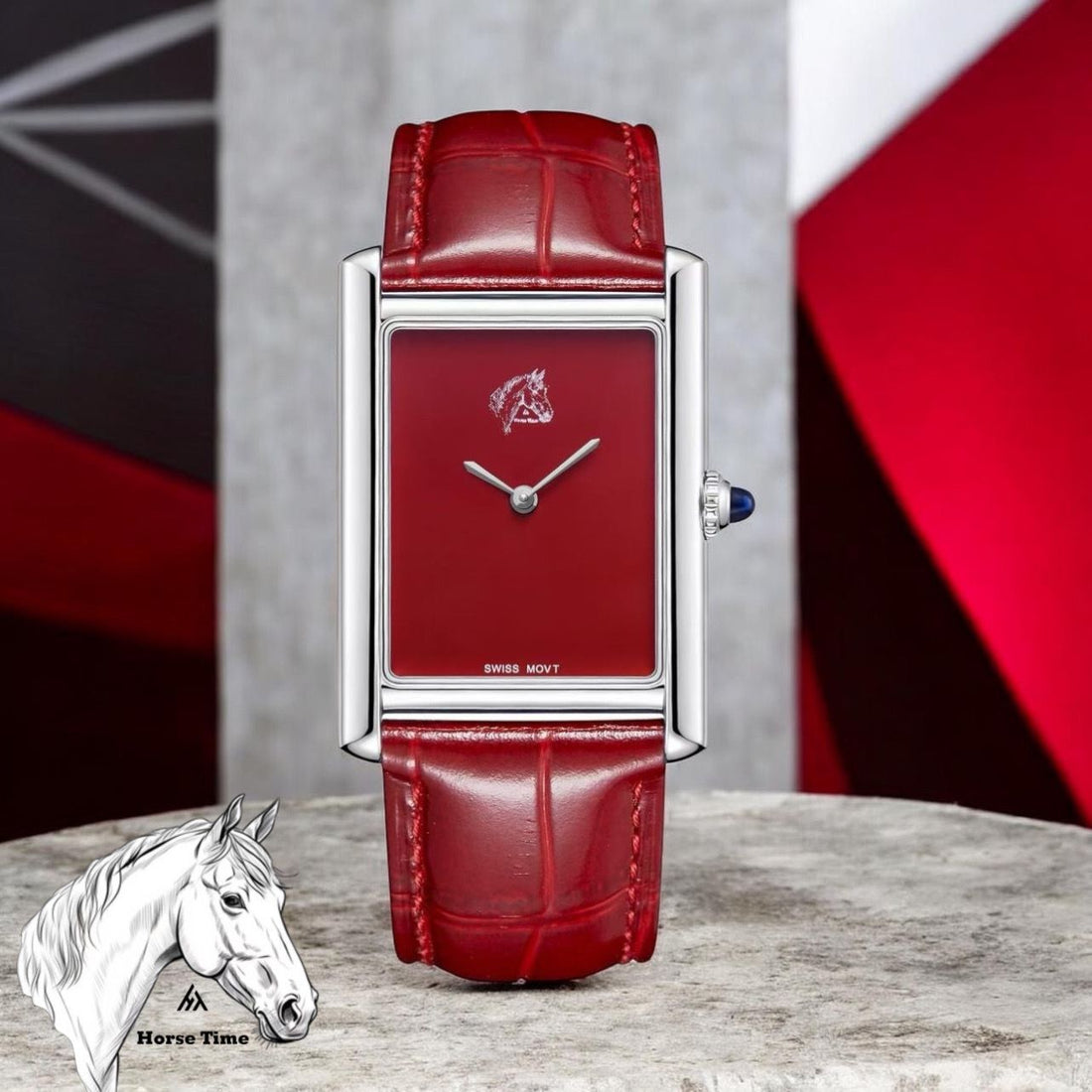 Swiss MOVT Horse Time Red Dial Red Strap Gents Watch