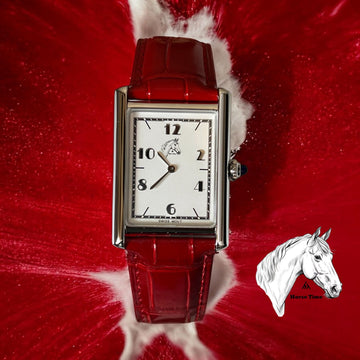 Swiss MOVT Horse Time White Dial Maroon Strap Gents Watch