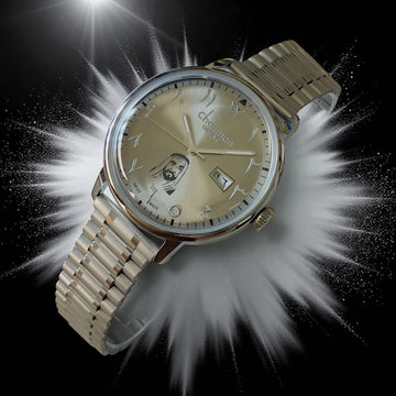 UAE Sheik Chairman Geneve Dated Baby Green Dial Silver Chain Gents Watch