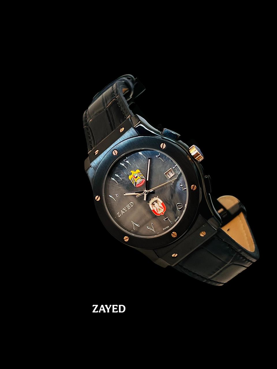 Zayed UAE And ABU DHABI Emblem Dated Arabic Black Gents Watch – DealDXB